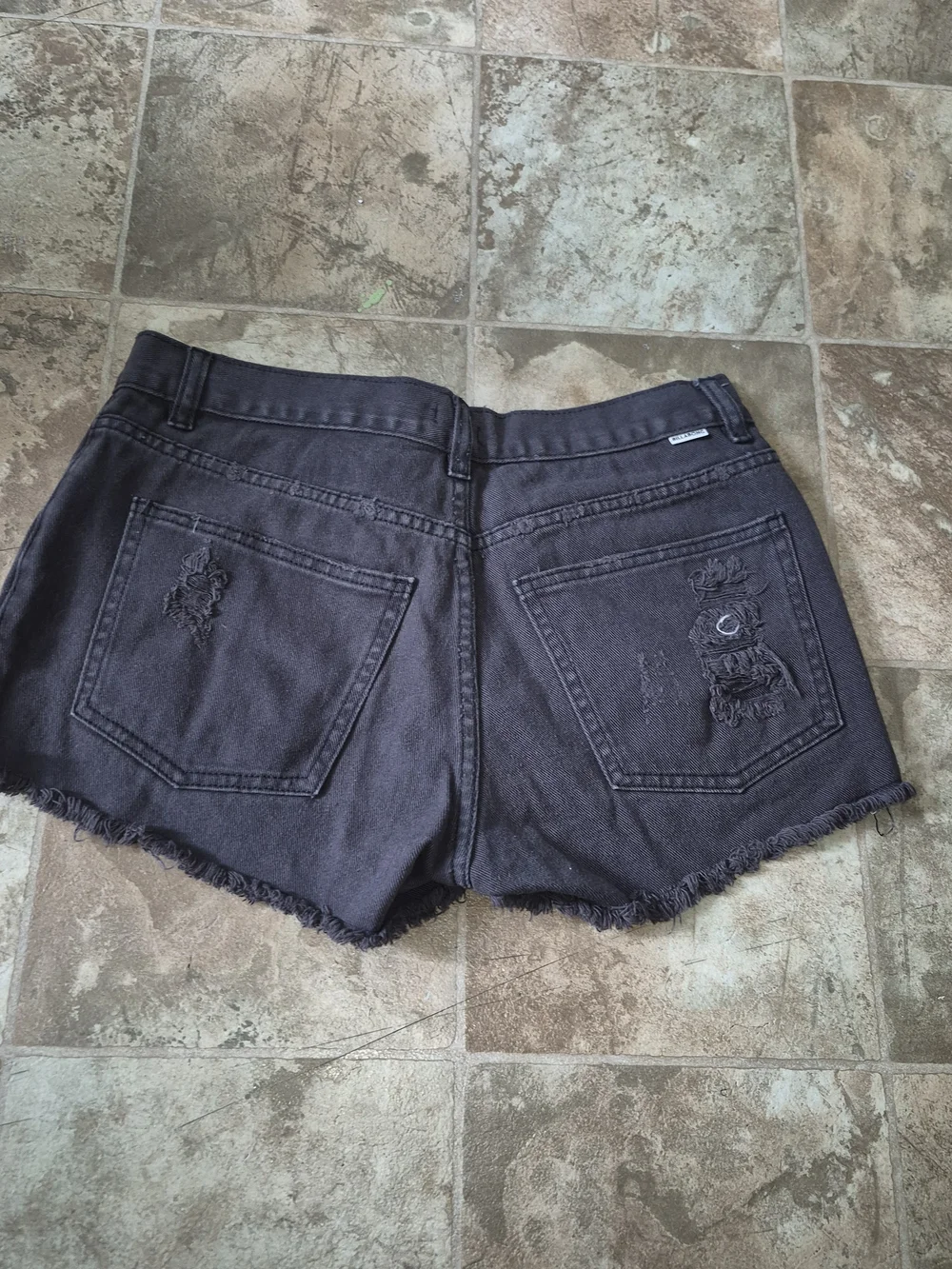 Billabong Black Distressed Frayed Denim Shorts